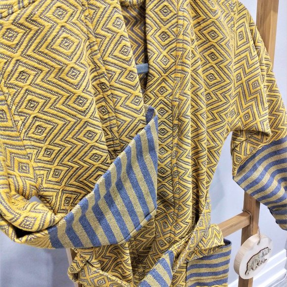 Kids Bathrobe Handmade Turkish Cotton Yellow - Picture 4 of 4